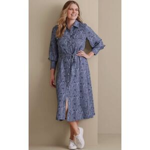 Soft Surroundings Irina Shirt Dress Snake Print S (Missing Belt)